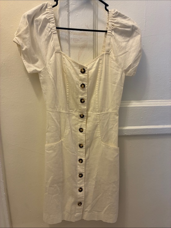 Madewell Dresses & Skirts - Madewell Ivory Button-Front Puff Sleeve Mini Dress